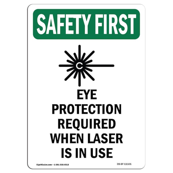 OSHA, Eye Protection Required W/ Symbol, 5in X 3.5in Decal, 10PK, OS-SF-D-35-V-11101-10PK